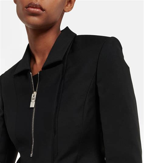 givenchy black zip peplum jacket|Peplum wool and mohair jacket in black .